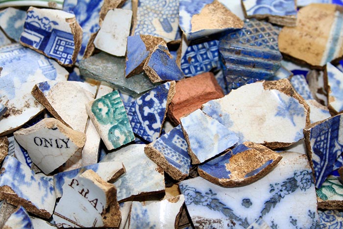 Photograph of a plate of china chips. Copyright Kim Crowder