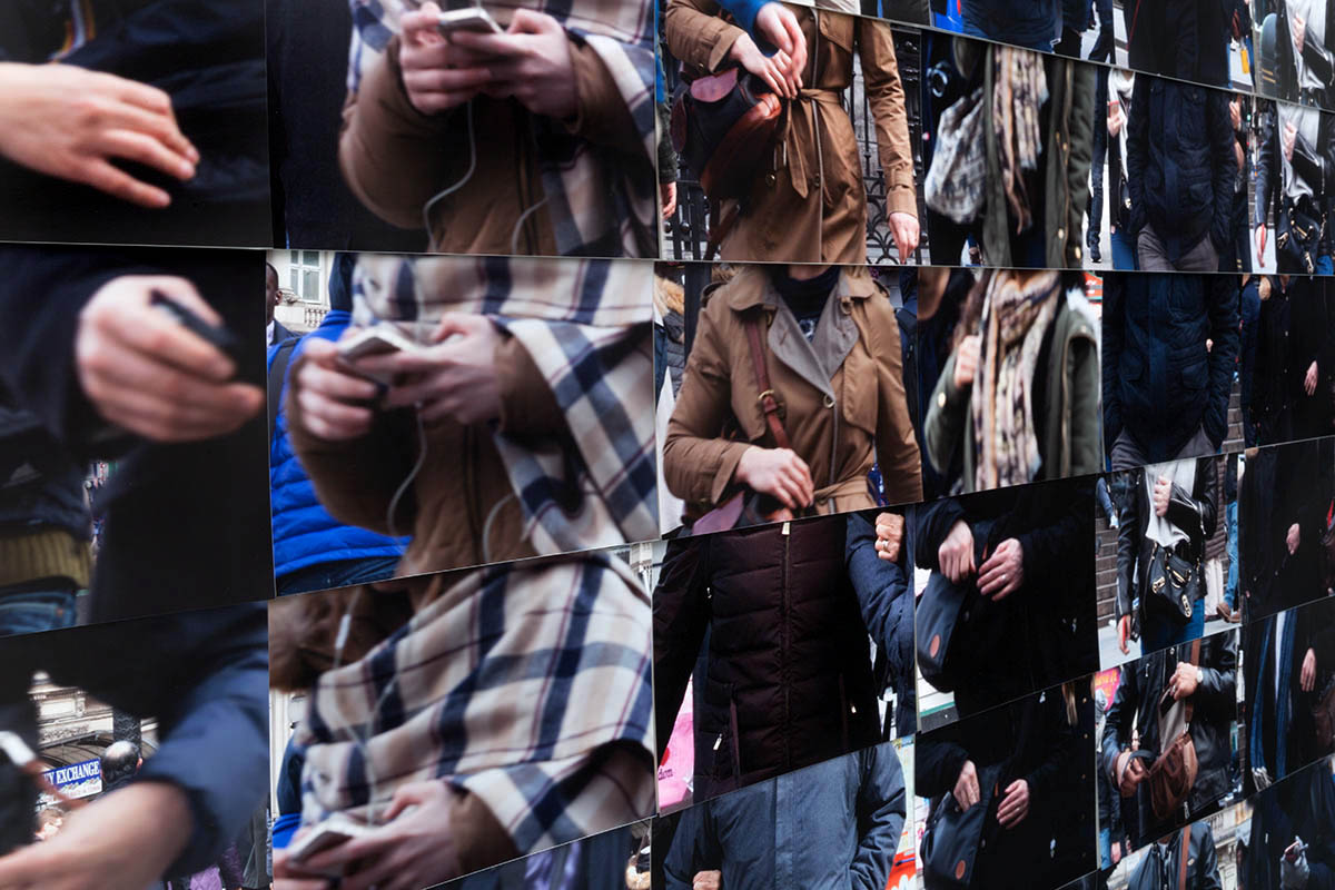 Piccadilly Falls, photographs of people on the street at Piccadilly Circus Londn, March 2017