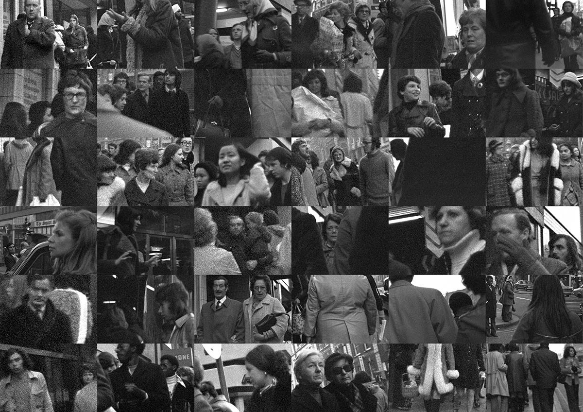 Photographs of people on the street made 1973 on on the northeast side of Oxford Street, London. Images arranged in this format May 2018
