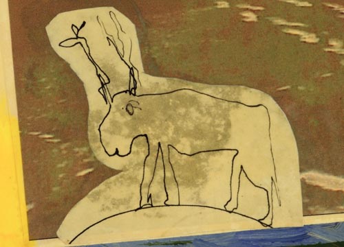 Detail of a painting by Andrew Thomason deicting a Moose