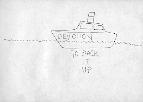 Drawing by Andrew Thomason c.1980. Devotion to Back it up